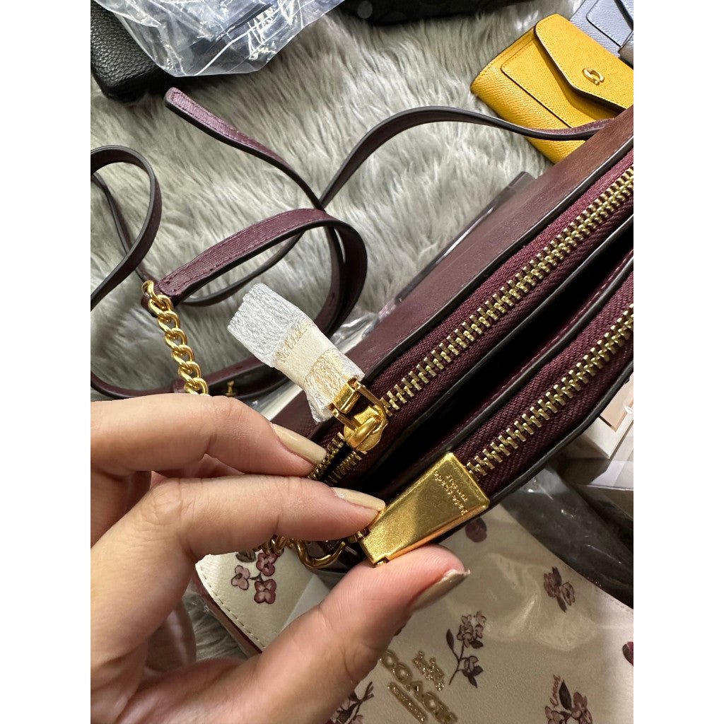 ORIG & IMPORTED KS Spencer Double-zip Dome Crossbody Mini Bag Maroon