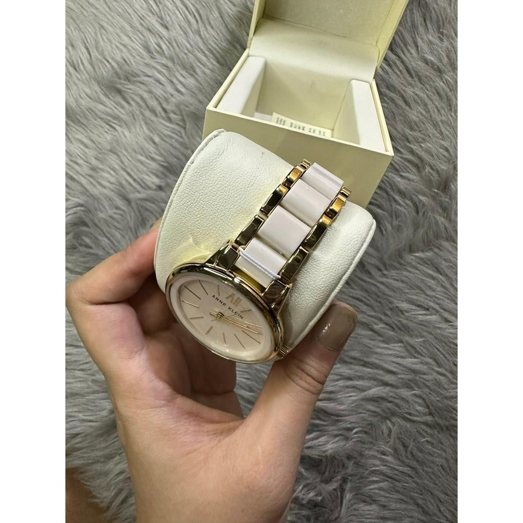 ORIG & IMPORTED AK Klein Women's AK/1412IVGB Gold-Tone and Ivory Resin Bracelet Watch