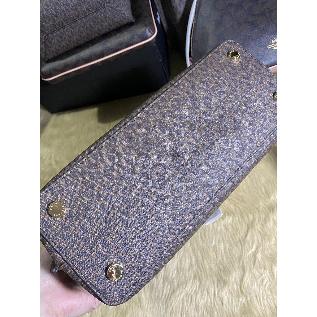 MK Emilia Large Logo Satchel Brown Bag
