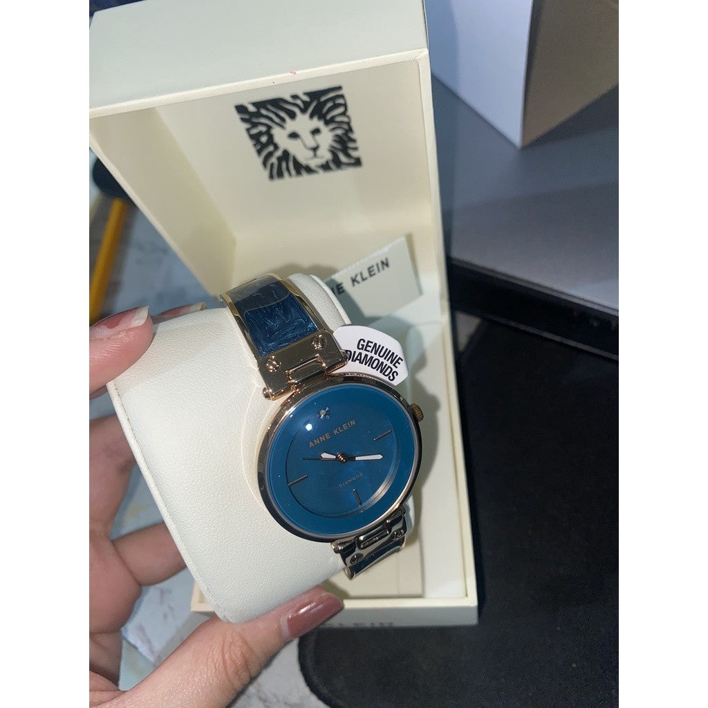 AK Klein Women's Genuine Diamond Dial Bangle Watch AK/2512TERG