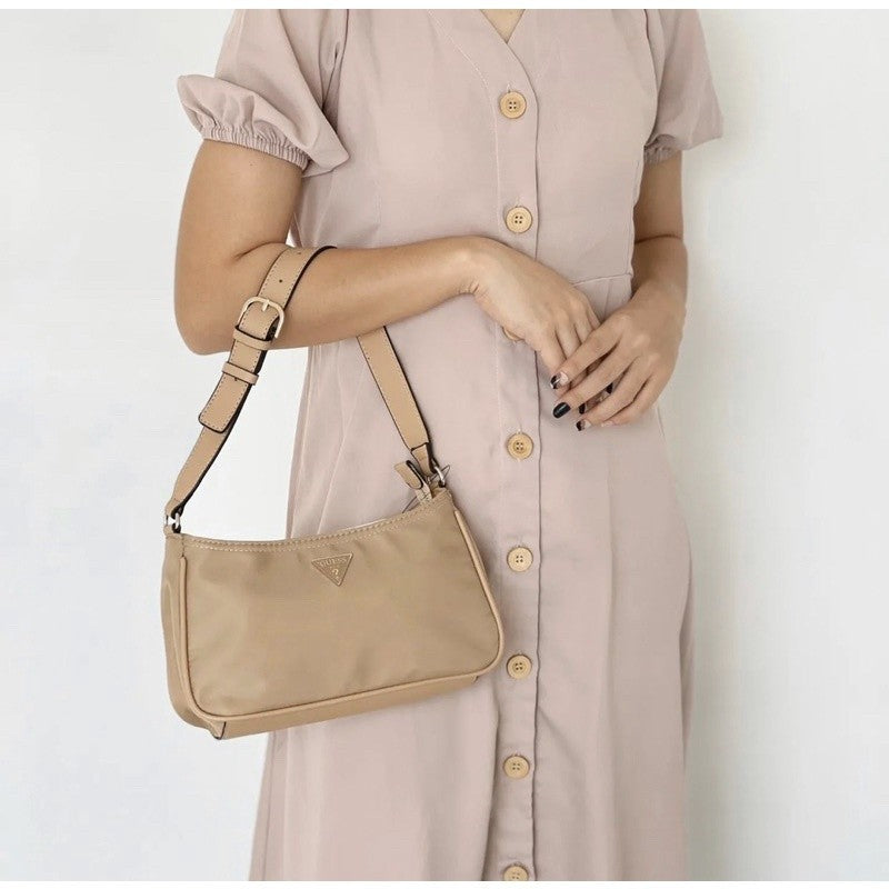 ORIG & IMPORTED GUESS Little Bay Nylon Shoulder Bag in TAN/BEIGE