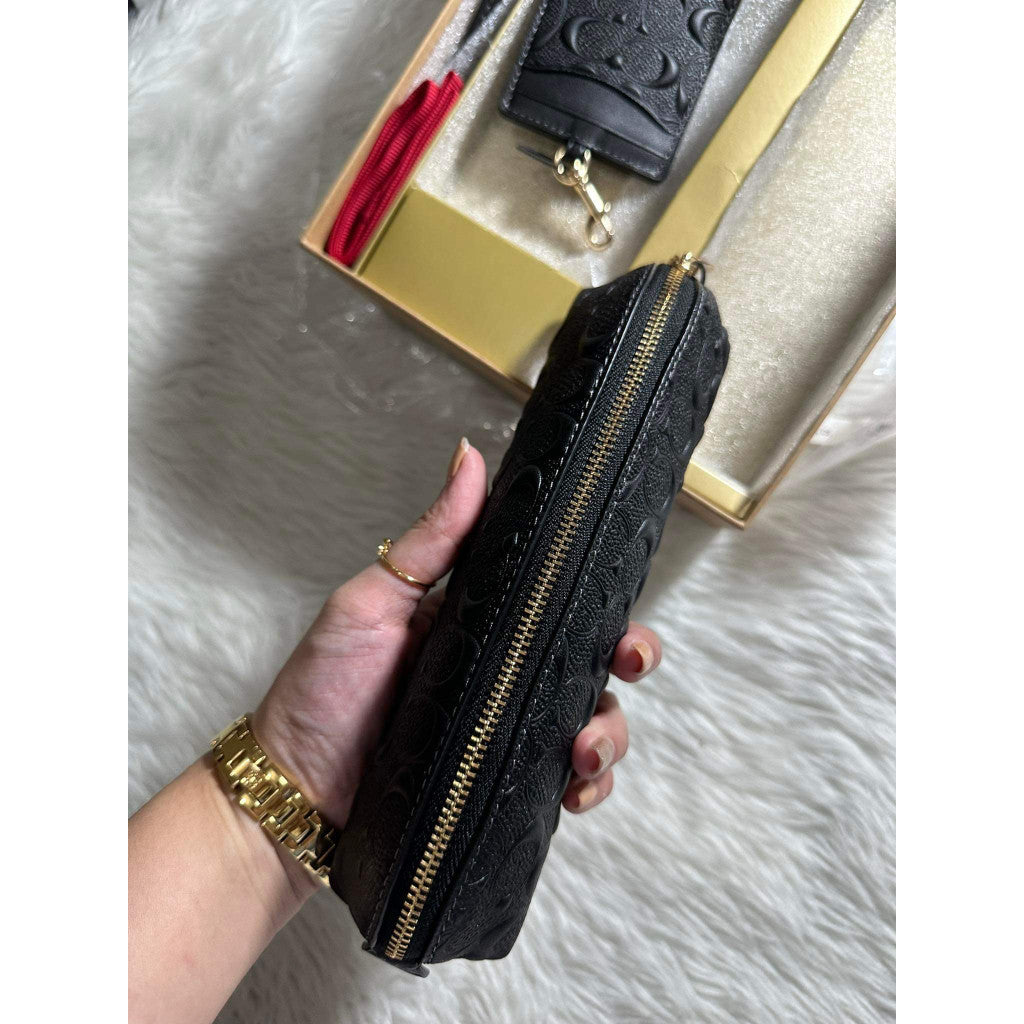 SALE! ❤️ ORIG & IMPORTED CCH Boxed Pencil Case And Id Lanyard Set In Signature Leather in Black