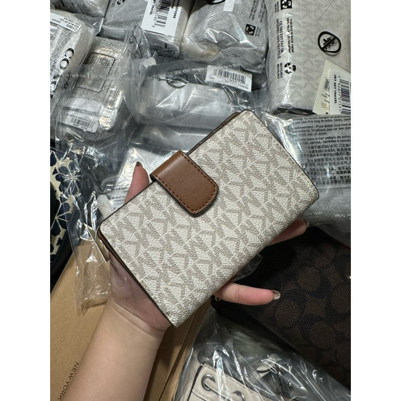 ORIG & IMPORTED MK Medium Signature Logo Wallet Brown/Vanilla White/Pink