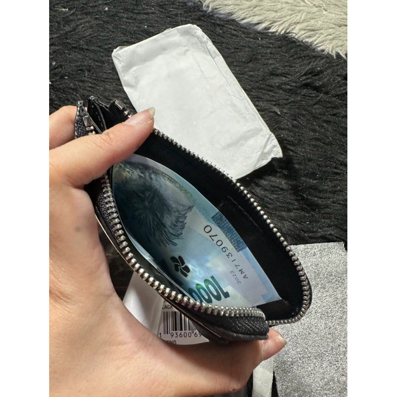 ORIG & IMPORTED MK Logo L-Zip Zip Around Card Slim Men's Wallet in Signature Black