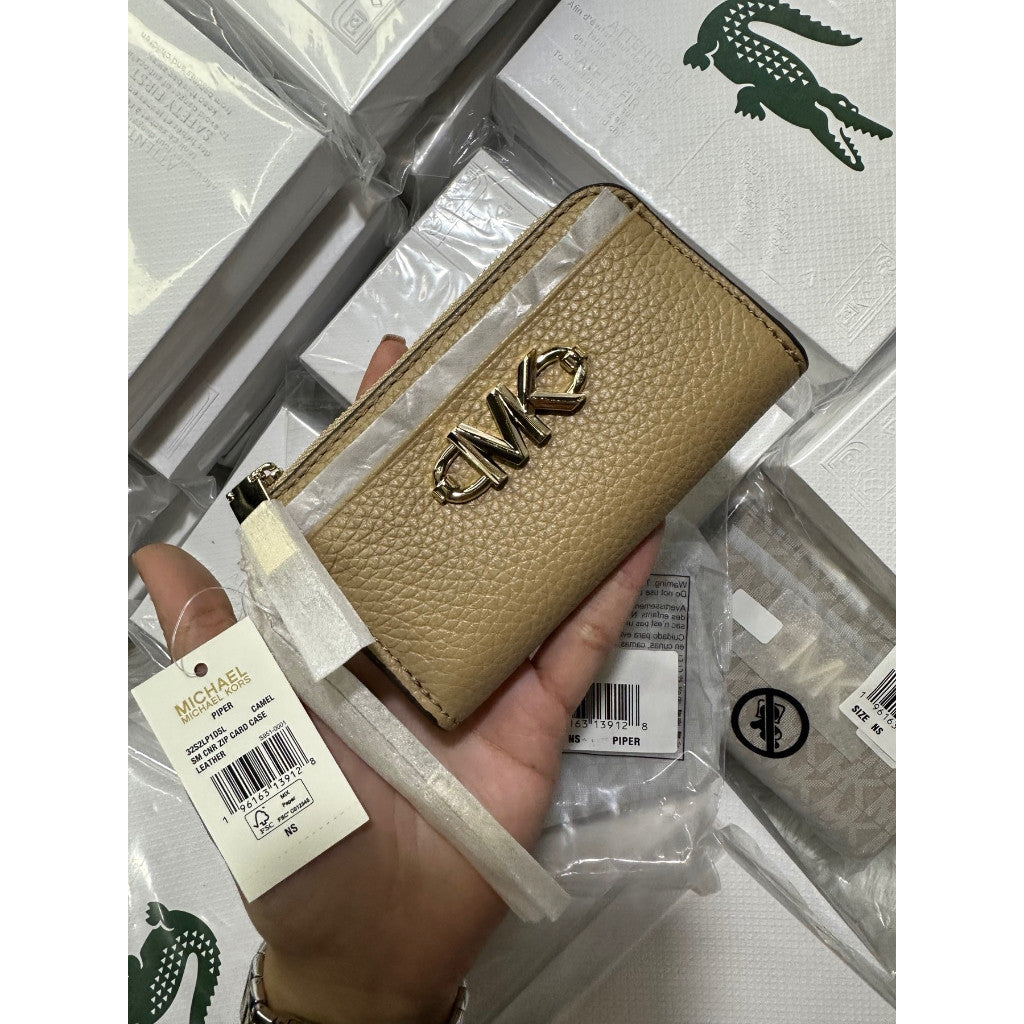 ORIG & IMPORTED MK Piper Small Zip Card Case Small Wallet Beige