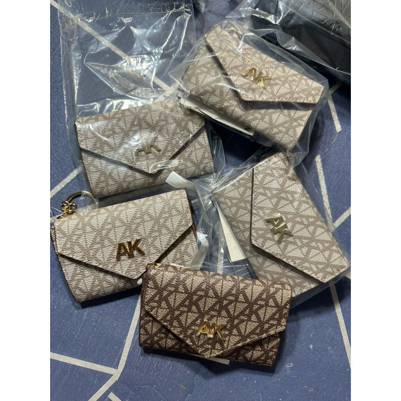 SALE! ❤️ ORIG & IMPORTED AK Klein Logo Flap Card Case Wallet With Key Ring