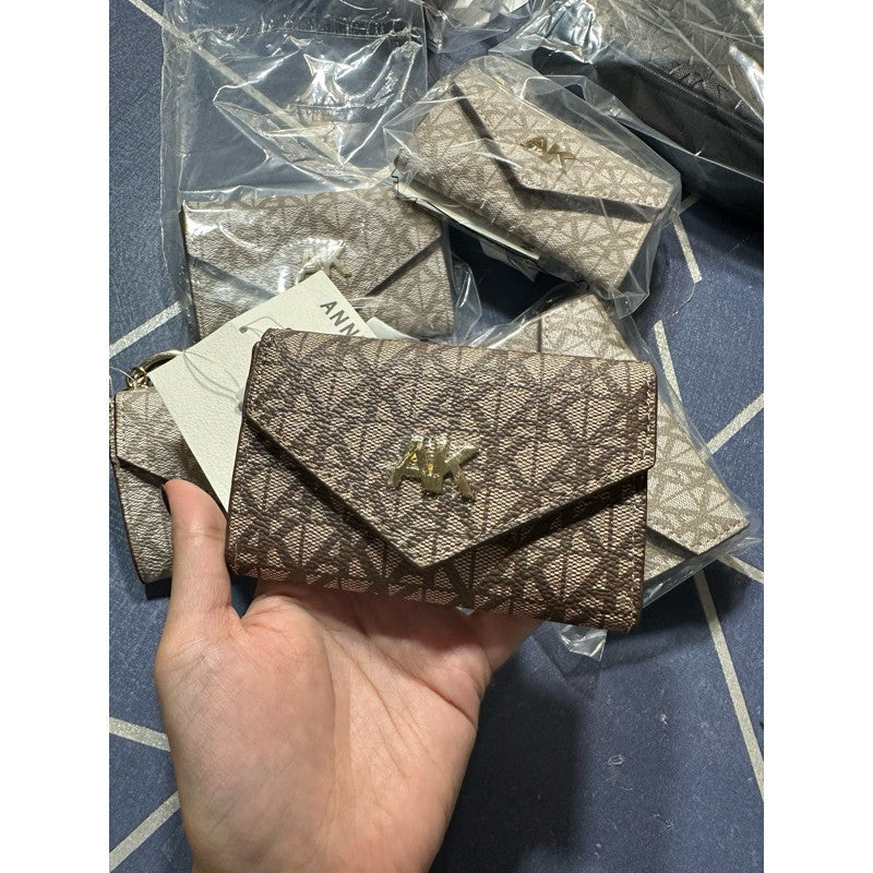 SALE! ❤️ ORIG & IMPORTED AK Klein Logo Flap Card Case Wallet With Key Ring