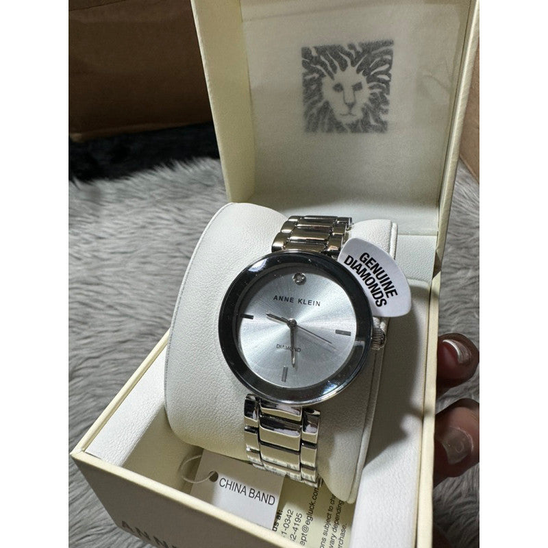 ORIG & IMPORTED AK Klein Women's AK/1363SVSV Diamond Dial Silver-Tone Bracelet Watch