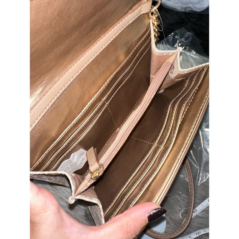 ORIG & IMPORTED AK Klein Logo Wallet On A Chain Beige Small Bag