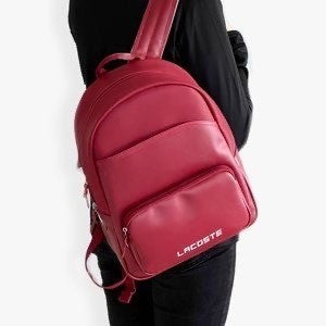 ORIG & IMPORTED LCT Men's Ultimum Logo Petit Piqué Backpack Red Leather Bag