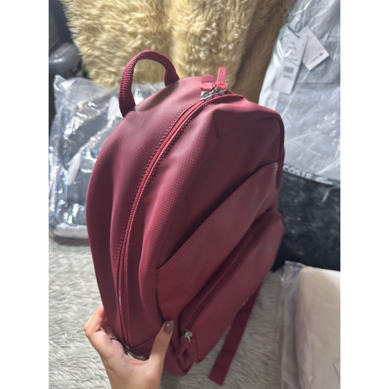 ORIG & IMPORTED LCT Men's Ultimum Logo Petit Piqué Backpack Red Leather Bag