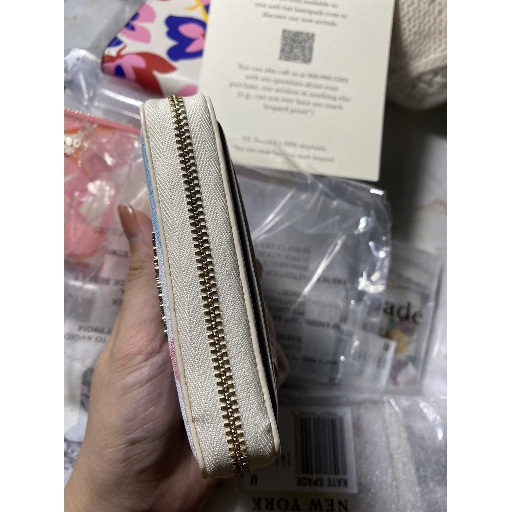 ORIG & IMPORTED KS Rainbow Hearts Card Case Zip Around Coin Wallet