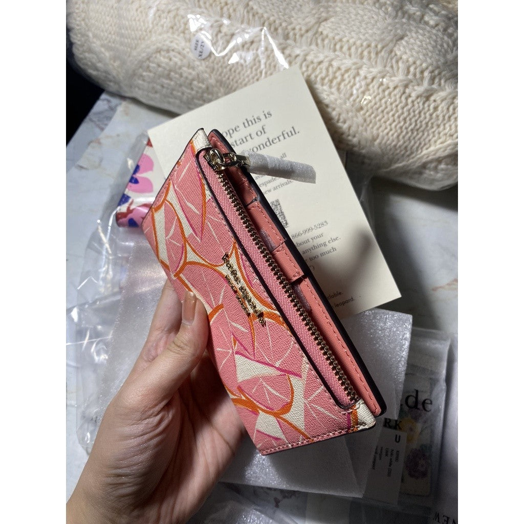ORIG & IMPORTED KS Spencer Grapefruit Small Slim Bifold Wallet in Pink