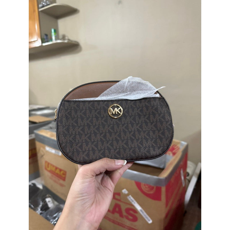 ORIG & IMPORTED MK Jet Set Glam Small Oval Crossbody Mini Bag Brown