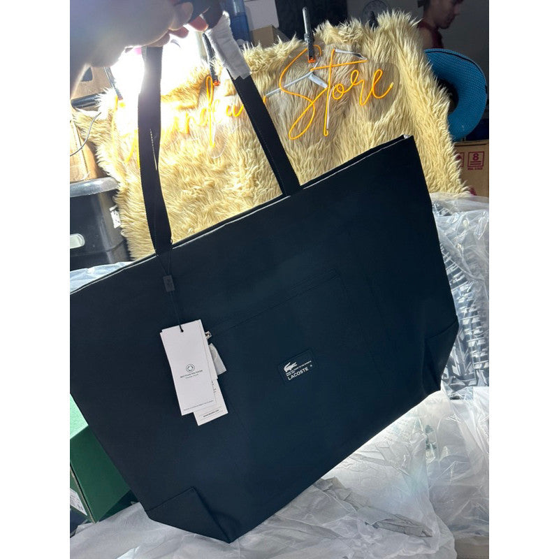 SALE! ORIG & IMPORTED LCT Unisex Contrast Branding Oversized Tote Black Bag