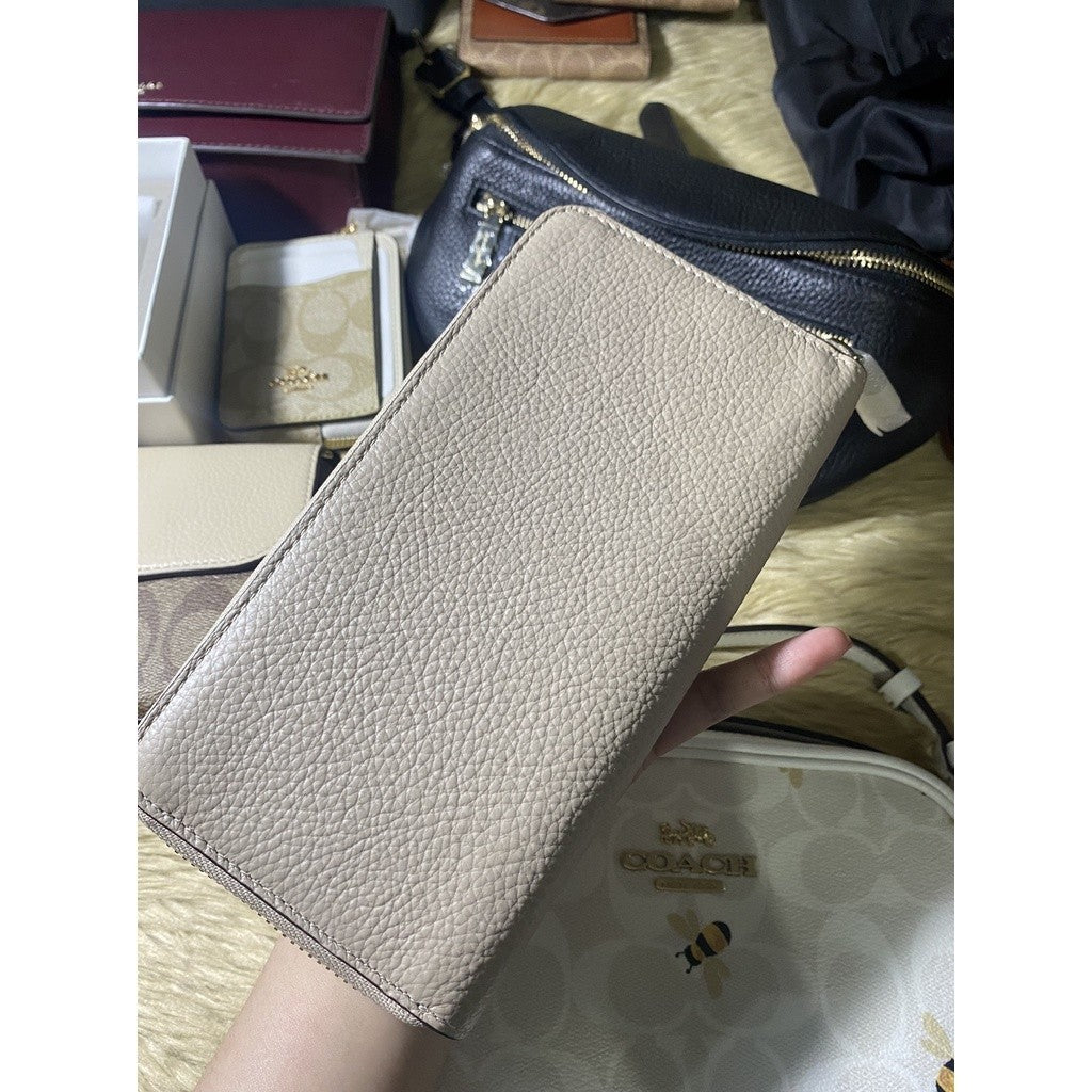 KS leila colorblock large continental long wallet in light sand