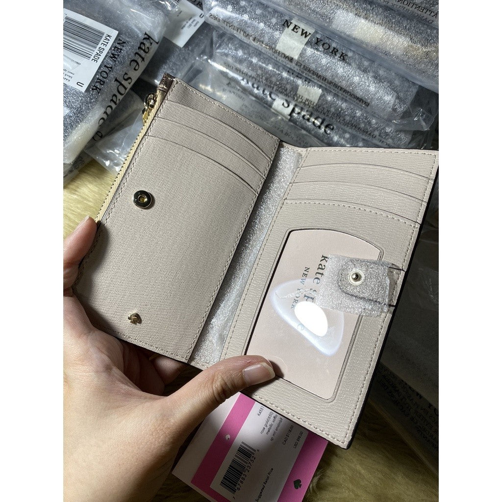 KS spencer metallic small slim bifold wallet in rose gold