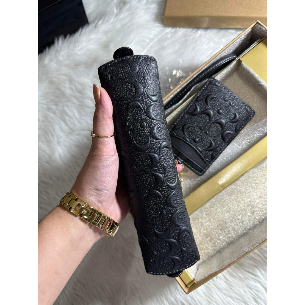 SALE! ❤️ ORIG & IMPORTED CCH Boxed Pencil Case And Id Lanyard Set In Signature Leather in Black