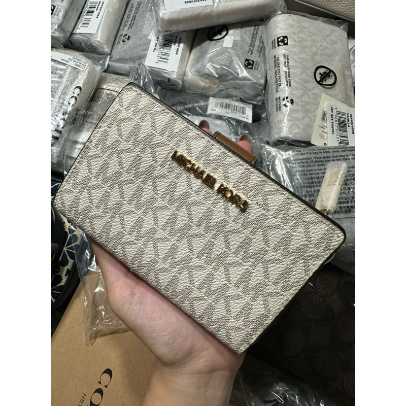 ORIG & IMPORTED MK Medium Signature Logo Wallet Brown/Vanilla White/Pink
