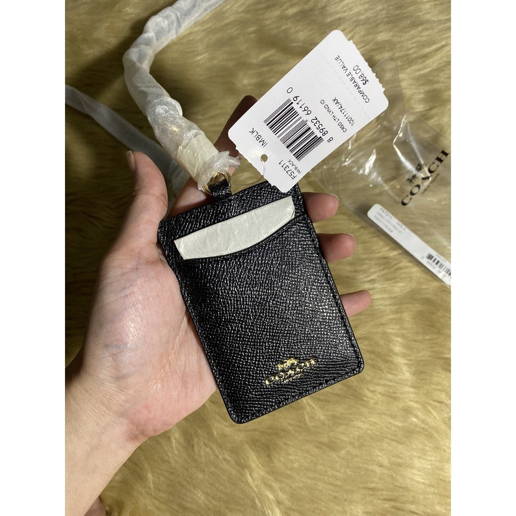 ORIG CCH ID Lanyard Badge Holder In Crossgrain Leather (Black/White)