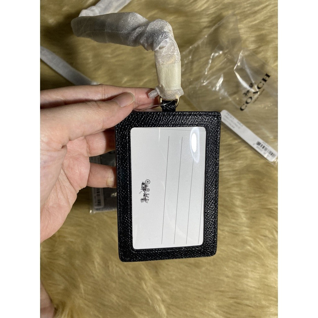 ORIG CCH ID Lanyard Badge Holder In Crossgrain Leather (Black/White)