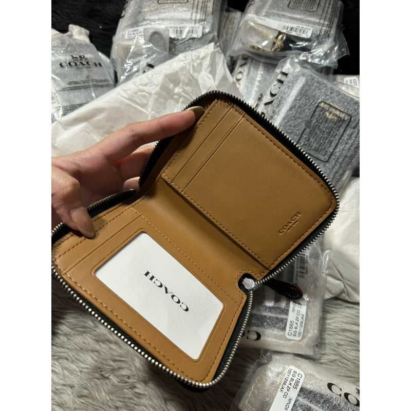 ORIGINAL & IMPORTED Coach Small Zip Around Wallet In Signature Jacquard Black/Brown