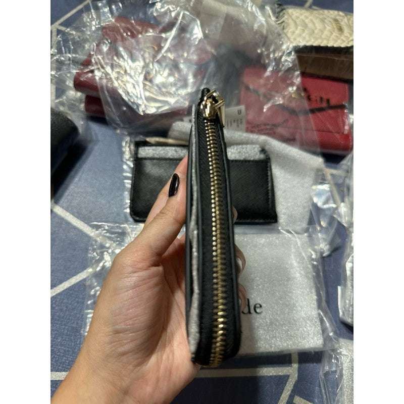 ORIG & IMPORTED KS Madison Top Zip Card Holder Wallet in Black and Beige