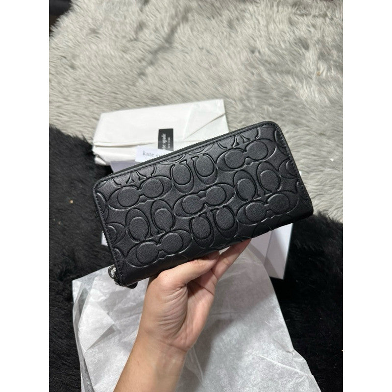 ORIG & IMPORTED CCH Accordion In Signature Leather Long Men's Wallet Black Embossed