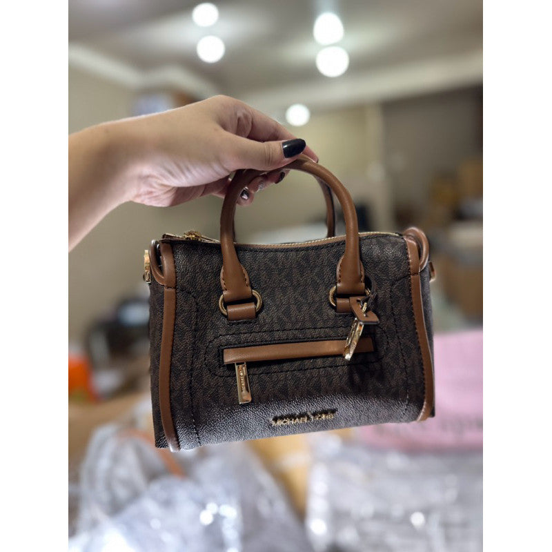 ORIG & IMPORTED MK Carine Signature Leather Extra Small Mini Satchel Bag in MonoBrow