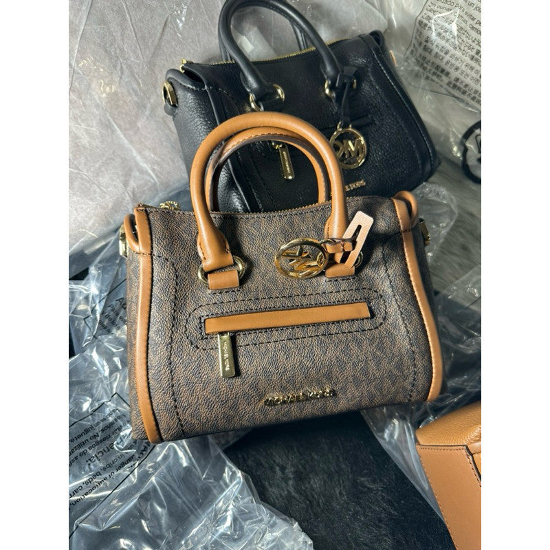 ORIG & IMPORTED MK Carine Signature Leather Extra Small Mini Satchel Bag in MonoBrow