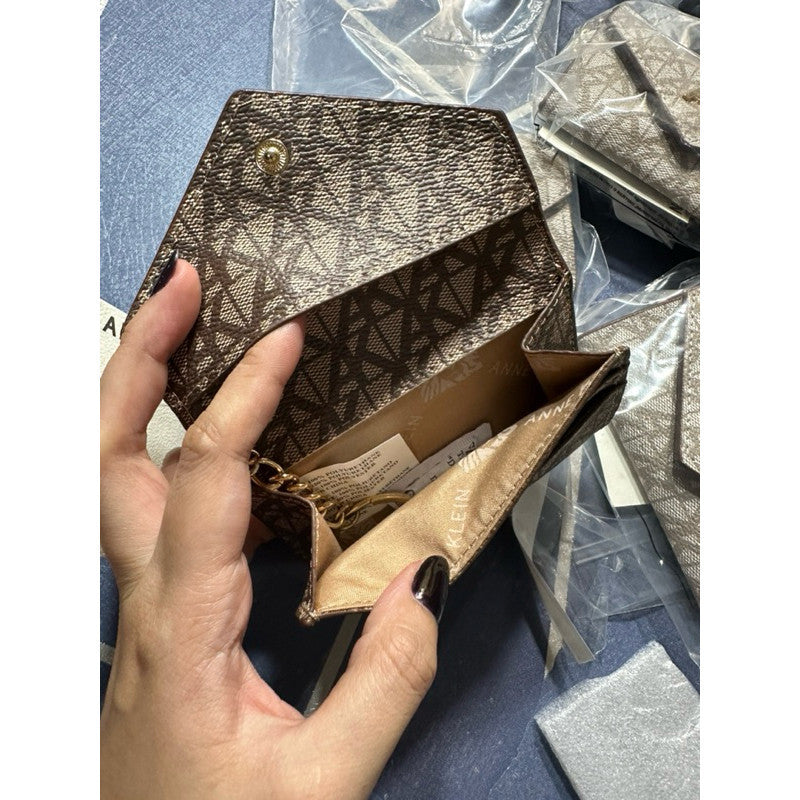 SALE! ❤️ ORIG & IMPORTED AK Klein Logo Flap Card Case Wallet With Key Ring