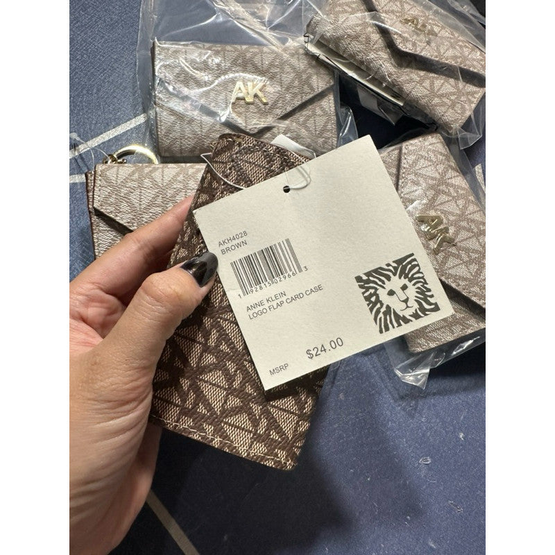 SALE! ❤️ ORIG & IMPORTED AK Klein Logo Flap Card Case Wallet With Key Ring