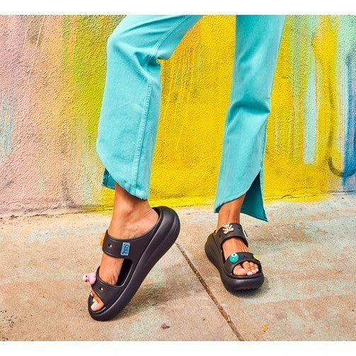 ORIG & IMPORTED CROCS CRUSH WOMEN SANDALS SLIDES IN BLACK