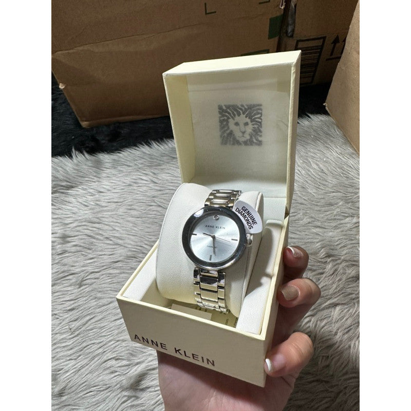 ORIG & IMPORTED AK Klein Women's AK/1363SVSV Diamond Dial Silver-Tone Bracelet Watch