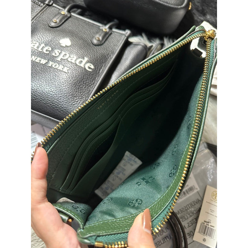 SALE! ORIG PRELOVED TB Blake Double Zip Slim Crossbody Bag Jitney Green