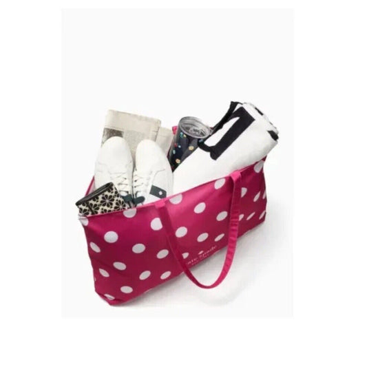 ORIG & IMPORTED KateSpde Large Dot Canvas Tote Shopper's Bag in PINK