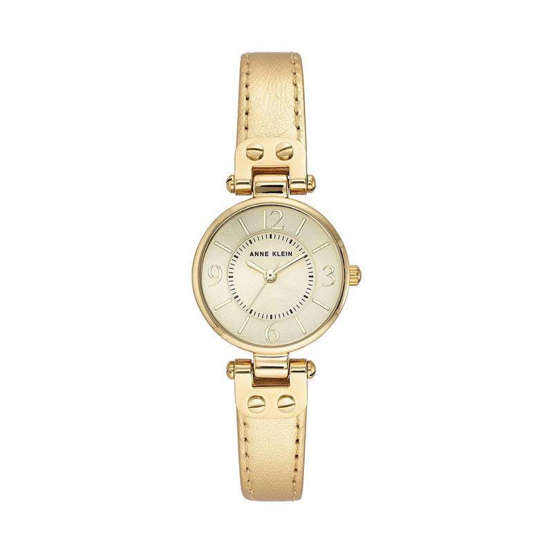 ORIG & IMPORTED AK Klein Women's Gold Leather Strap Watch 10/9442CHGD