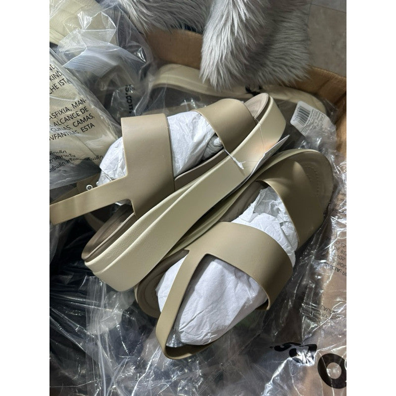 ORIG & IMPORTED Crocs Women’s Brooklyn Low Wedge Sandals in Khaki/Bone