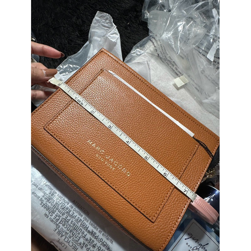 SALE! ORIG & IMPORTED MJ The Grind Leather Cosmetic Pouch Brown Smoked Almond