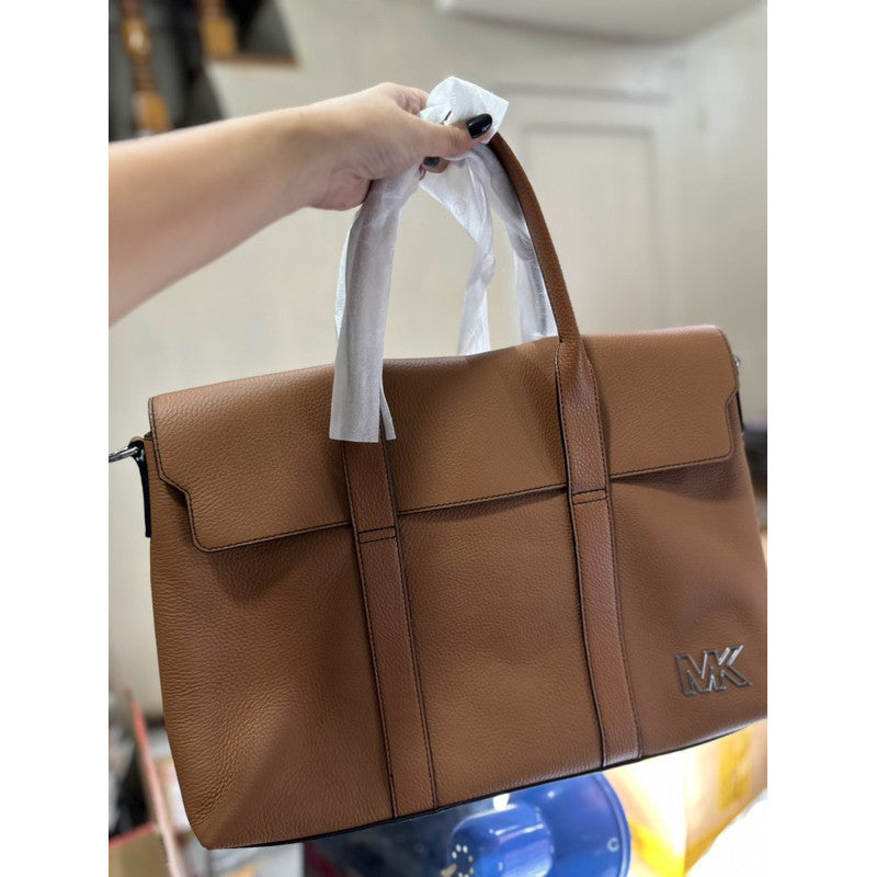 ORIG & IMPORTED MK Cooper Pebbled Leather Briefcase Men's Laptop Bag Brown