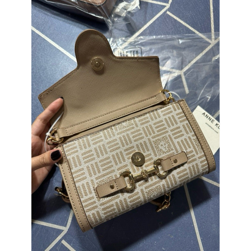 ORIG & IMPORTED AK Klein AK Truffle Logo Wallet on Chain Small Bag Beige
