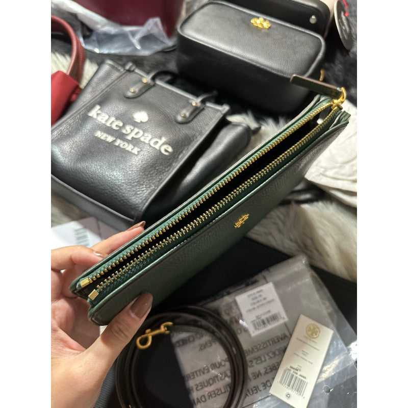 SALE! ORIG PRELOVED TB Blake Double Zip Slim Crossbody Bag Jitney Green