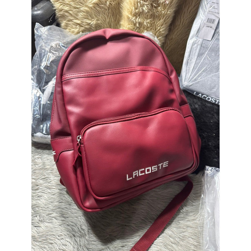 ORIG & IMPORTED LCT Men's Ultimum Logo Petit Piqué Backpack Red Leather Bag