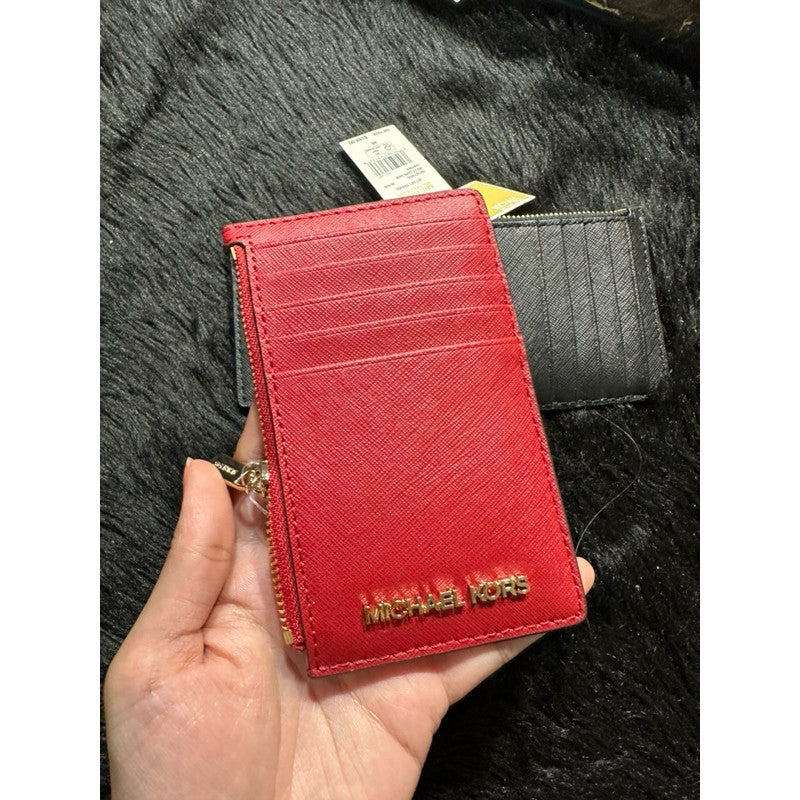 ORIG & IMPORTED MK Jet Set Zip Card Case Holder Wallet Coin Red/Black