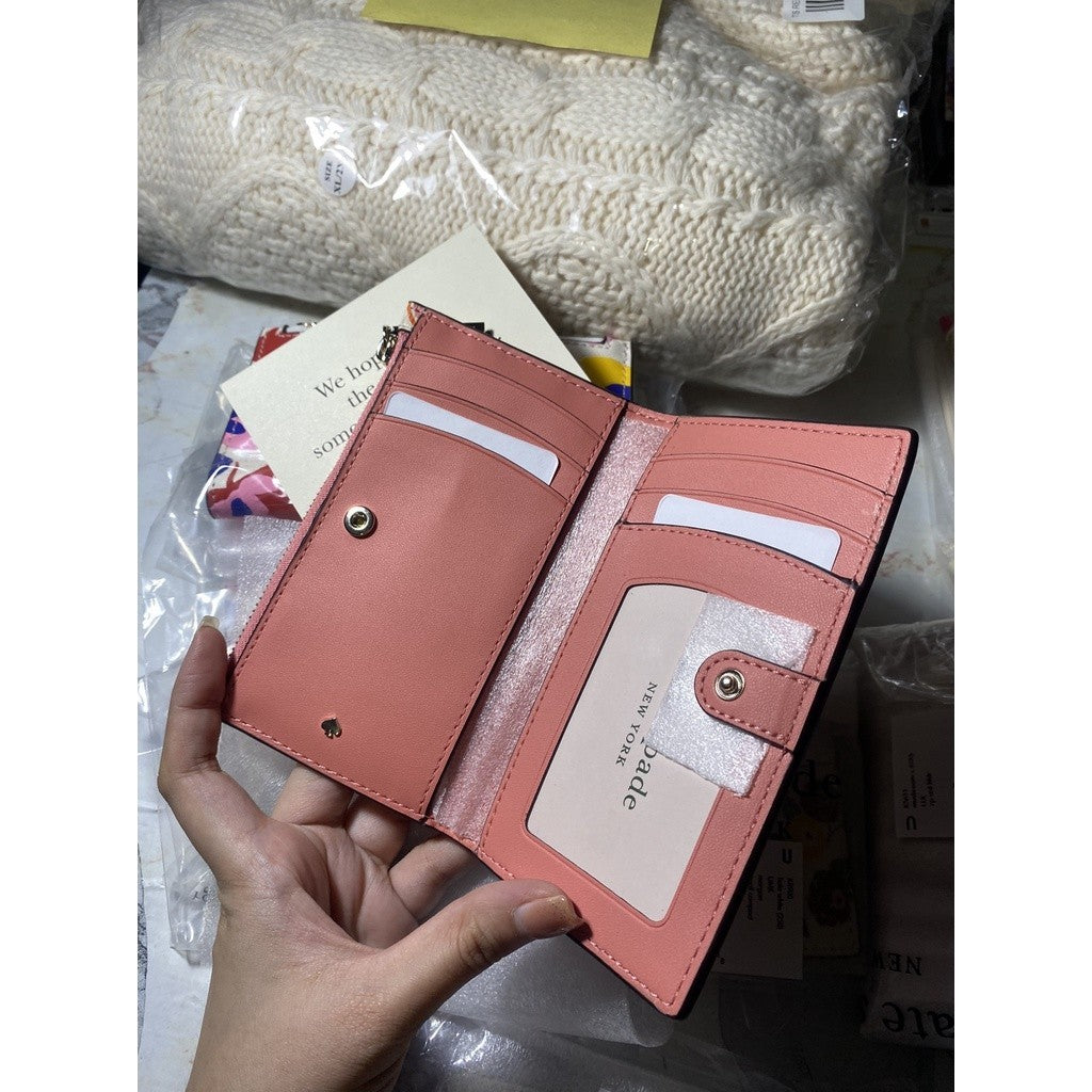ORIG & IMPORTED KS Spencer Grapefruit Small Slim Bifold Wallet in Pink