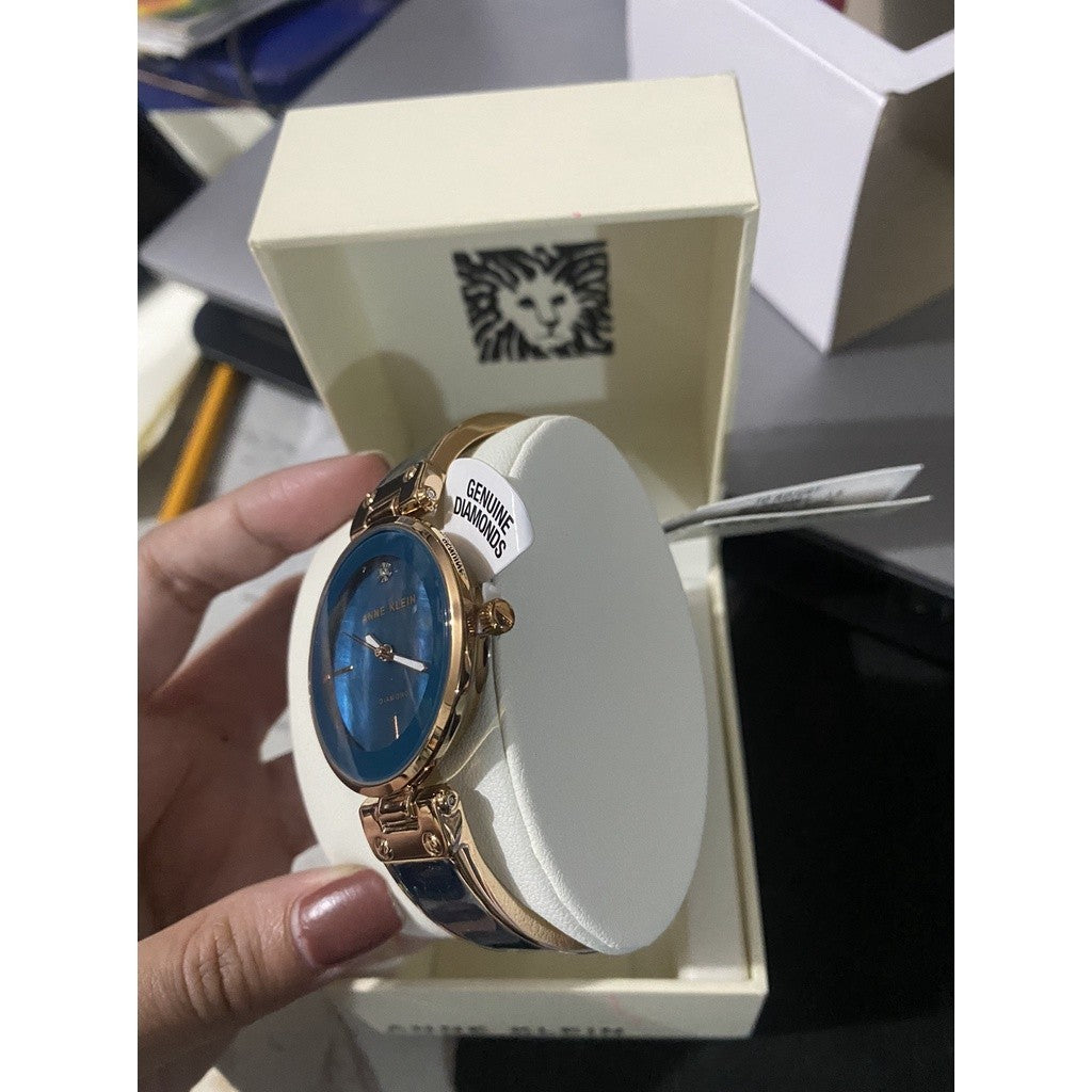 AK Klein Women's Genuine Diamond Dial Bangle Watch AK/2512TERG