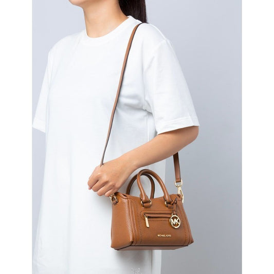 ORIG & IMPORTED MK Carine Leather Extra Small Mini Satchel Bag in Brown