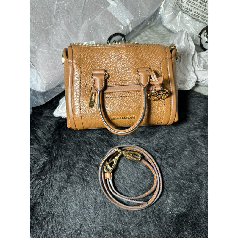 ORIG & IMPORTED MK Carine Leather Extra Small Mini Satchel Bag in Brown