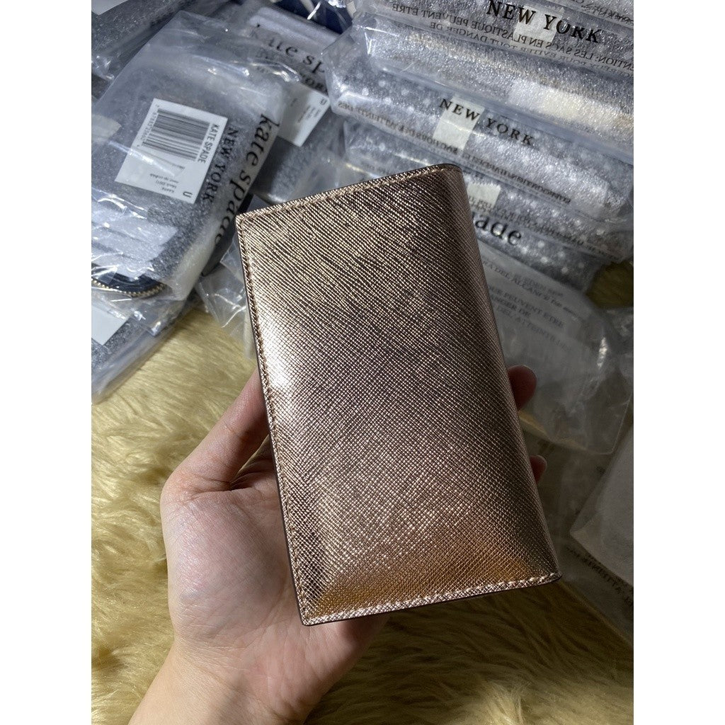KS spencer metallic small slim bifold wallet in rose gold