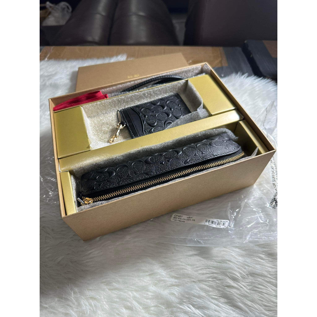 SALE! ❤️ ORIG & IMPORTED CCH Boxed Pencil Case And Id Lanyard Set In Signature Leather in Black